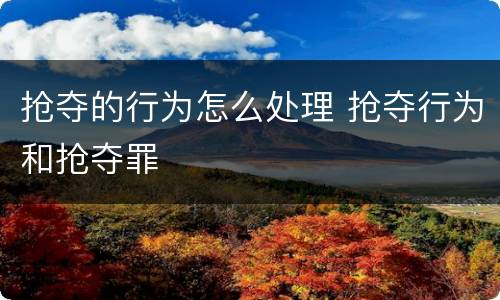 抢夺的行为怎么处理 抢夺行为和抢夺罪