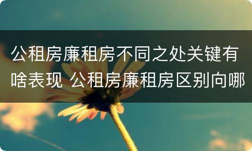 公租房廉租房不同之处关键有啥表现 公租房廉租房区别向哪儿申请