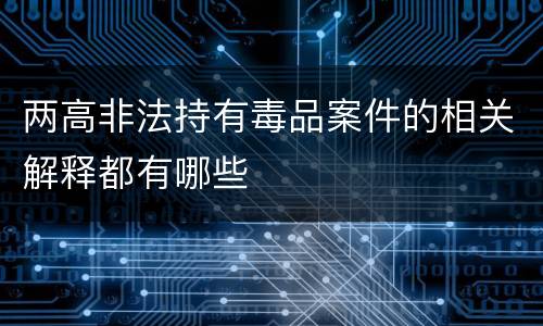 两高非法持有毒品案件的相关解释都有哪些