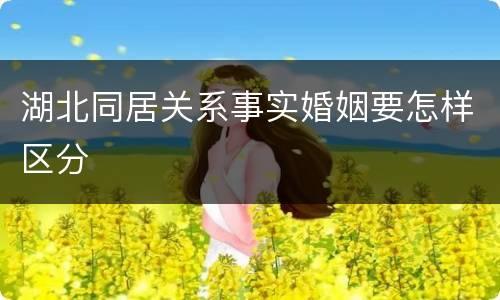 湖北同居关系事实婚姻要怎样区分