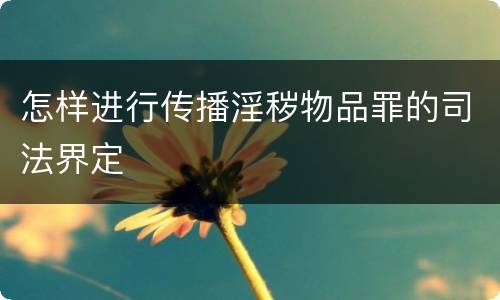怎样进行传播淫秽物品罪的司法界定