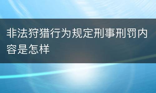 非法狩猎行为规定刑事刑罚内容是怎样