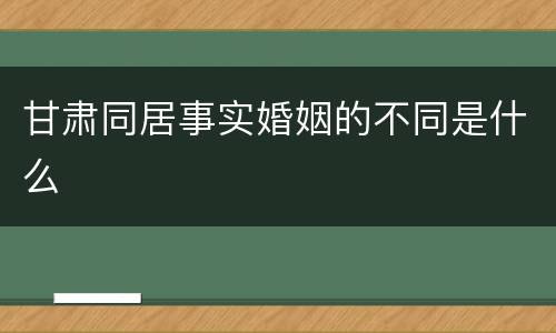 甘肃同居事实婚姻的不同是什么