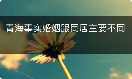 青海事实婚姻跟同居主要不同