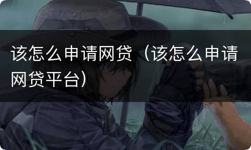 该怎么申请网贷（该怎么申请网贷平台）