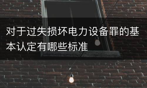 对于过失损坏电力设备罪的基本认定有哪些标准