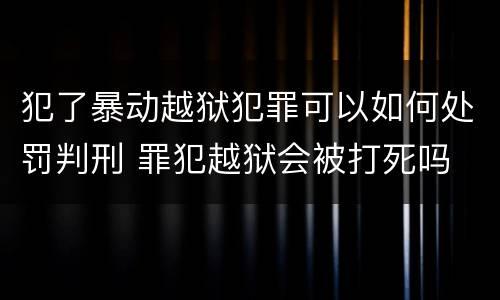 犯了暴动越狱犯罪可以如何处罚判刑 罪犯越狱会被打死吗