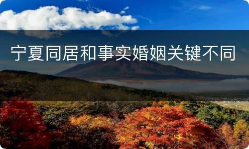 宁夏同居和事实婚姻关键不同