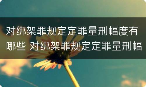 对绑架罪规定定罪量刑幅度有哪些 对绑架罪规定定罪量刑幅度有哪些影响