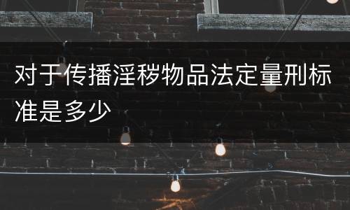 对于传播淫秽物品法定量刑标准是多少