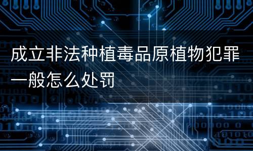 成立非法种植毒品原植物犯罪一般怎么处罚