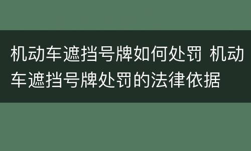机动车遮挡号牌如何处罚 机动车遮挡号牌处罚的法律依据
