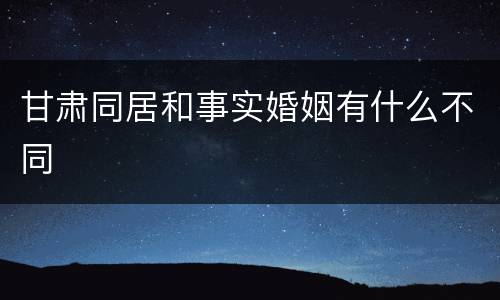 甘肃同居和事实婚姻有什么不同
