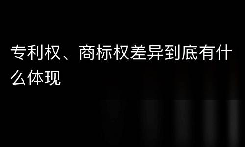 专利权、商标权差异到底有什么体现