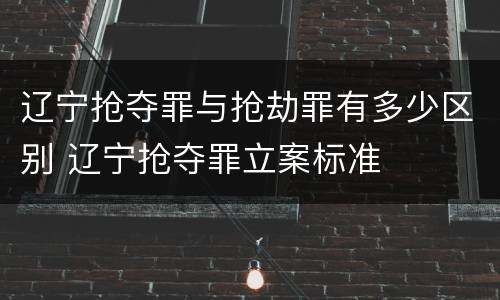 辽宁抢夺罪与抢劫罪有多少区别 辽宁抢夺罪立案标准