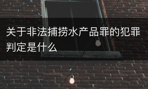 关于非法捕捞水产品罪的犯罪判定是什么