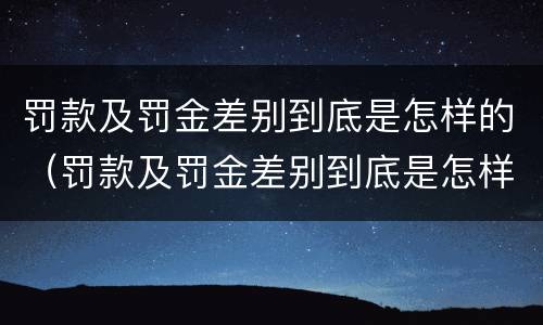 罚款及罚金差别到底是怎样的（罚款及罚金差别到底是怎样的呢）