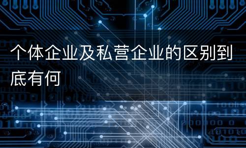个体企业及私营企业的区别到底有何