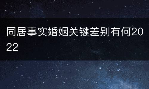 同居事实婚姻关键差别有何2022