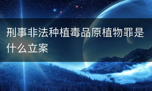 刑事非法种植毒品原植物罪是什么立案