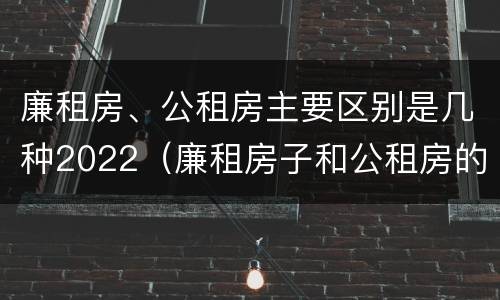廉租房、公租房主要区别是几种2022（廉租房子和公租房的区别）
