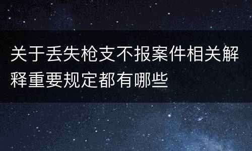 关于丢失枪支不报案件相关解释重要规定都有哪些