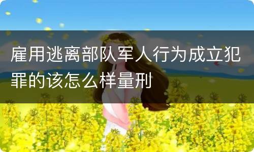 雇用逃离部队军人行为成立犯罪的该怎么样量刑