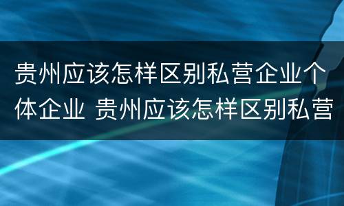 贵州应该怎样区别私营企业个体企业 贵州应该怎样区别私营企业个体企业和国企