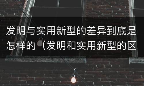 发明与实用新型的差异到底是怎样的（发明和实用新型的区别和联系有什么）