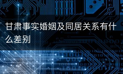 甘肃事实婚姻及同居关系有什么差别