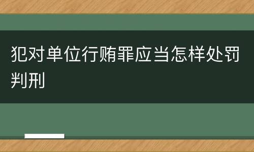 犯对单位行贿罪应当怎样处罚判刑