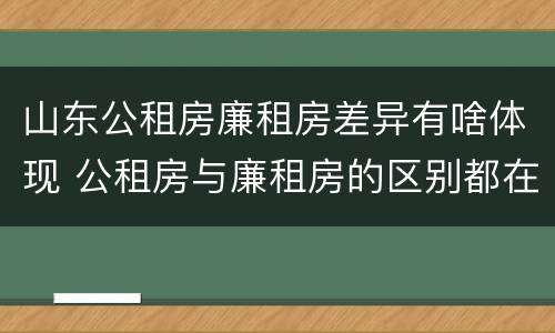 山东公租房廉租房差异有啥体现 公租房与廉租房的区别都在此,别再搞错了!