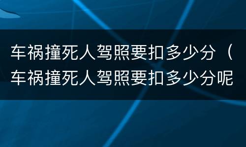 车祸撞死人驾照要扣多少分（车祸撞死人驾照要扣多少分呢）