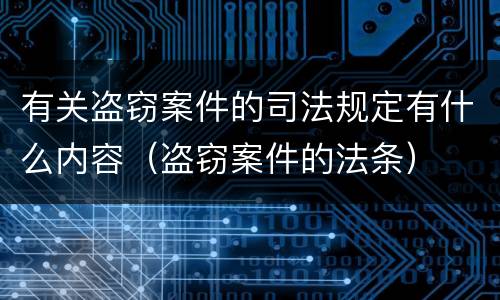 有关盗窃案件的司法规定有什么内容（盗窃案件的法条）