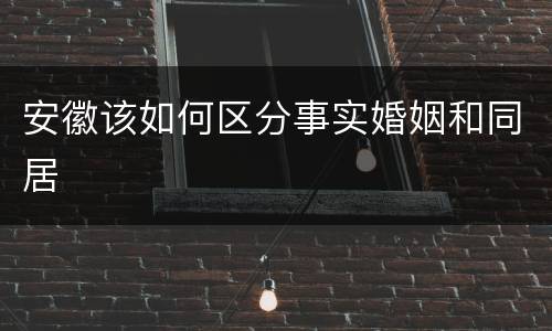 安徽该如何区分事实婚姻和同居