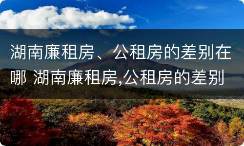 湖南廉租房、公租房的差别在哪 湖南廉租房,公租房的差别在哪里
