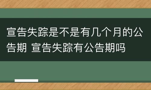 宣告失踪是不是有几个月的公告期 宣告失踪有公告期吗