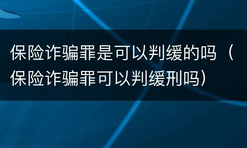 保险诈骗罪是可以判缓的吗（保险诈骗罪可以判缓刑吗）