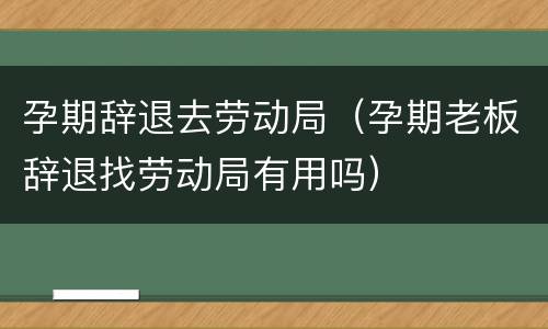 孕期辞退去劳动局（孕期老板辞退找劳动局有用吗）