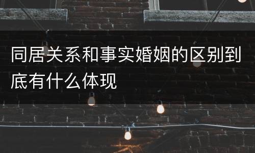 同居关系和事实婚姻的区别到底有什么体现