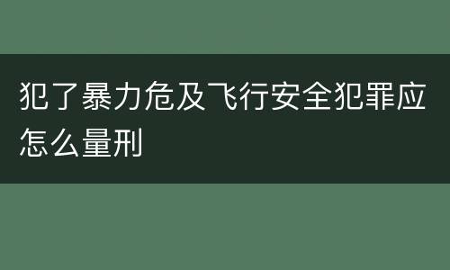 犯了暴力危及飞行安全犯罪应怎么量刑