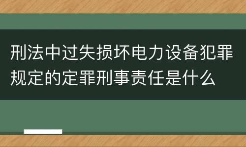 刑法中过失损坏电力设备犯罪规定的定罪刑事责任是什么
