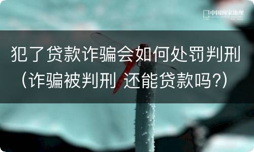 犯了贷款诈骗会如何处罚判刑（诈骗被判刑 还能贷款吗?）