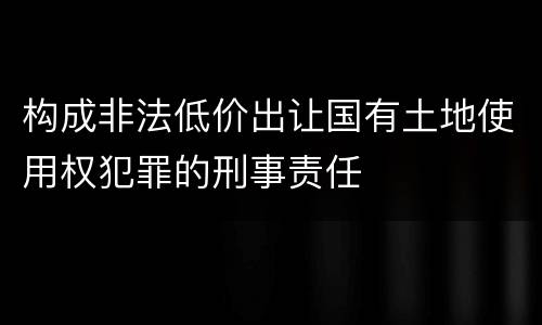 构成非法低价出让国有土地使用权犯罪的刑事责任