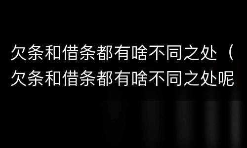 欠条和借条都有啥不同之处（欠条和借条都有啥不同之处呢）