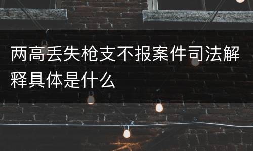 两高丢失枪支不报案件司法解释具体是什么