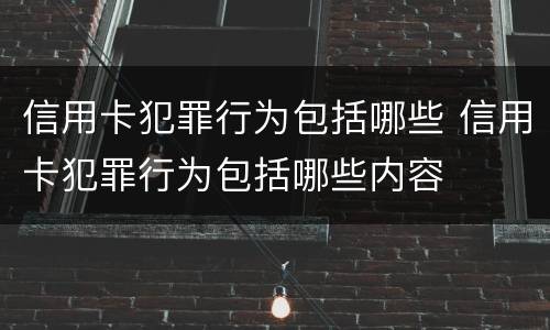 信用卡犯罪行为包括哪些 信用卡犯罪行为包括哪些内容