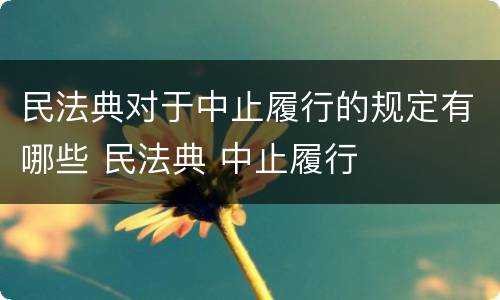 民法典对于中止履行的规定有哪些 民法典 中止履行