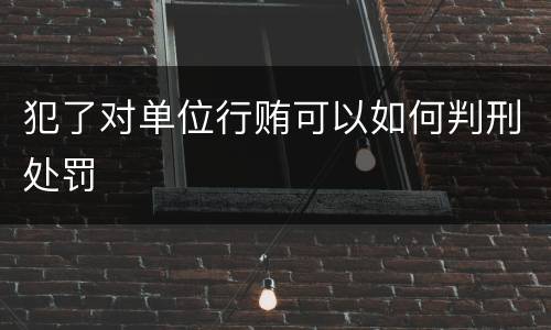 犯了对单位行贿可以如何判刑处罚