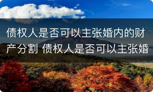 债权人是否可以主张婚内的财产分割 债权人是否可以主张婚内的财产分割